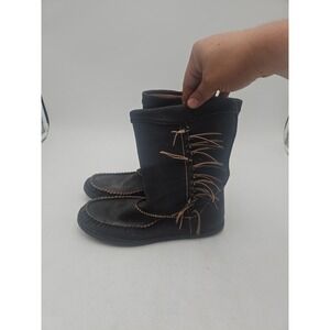 UGG HYLAND TASSEL WATER RESISTANT BLACK LEATHER BOOTS US 10 / EU 41 / UK 8.5